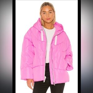 Free People Hailey Puffer coat in pink magenta